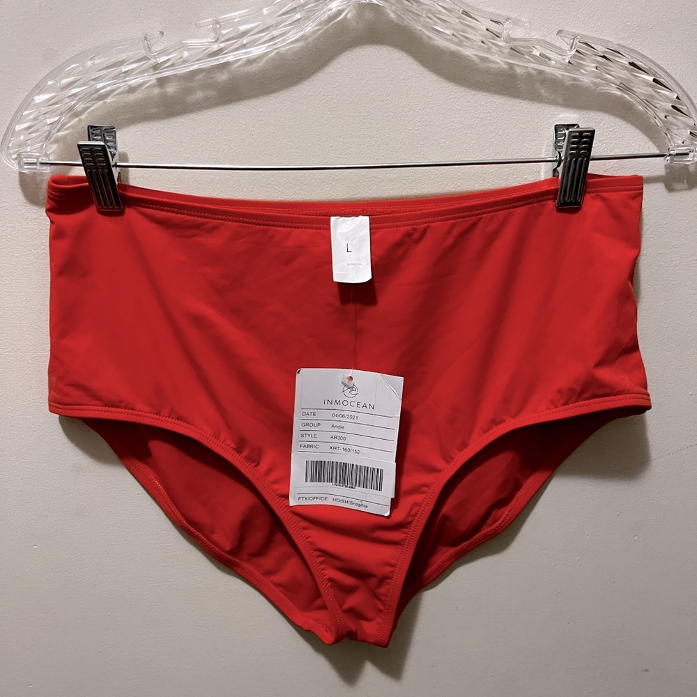 Inmocean nwt high waist‎  Bikini Bottoms Size large bright orange